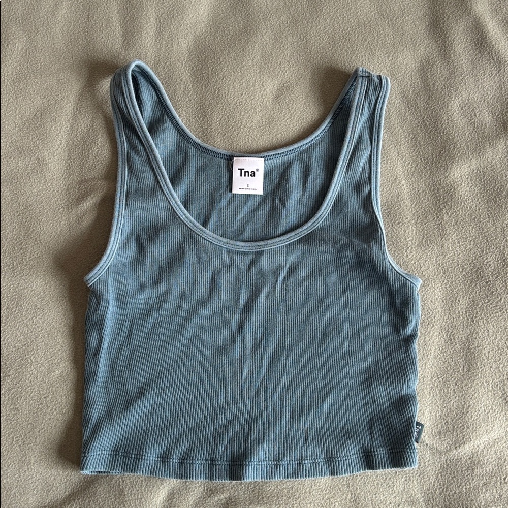 TNA Teal Ribbed Crop Tank